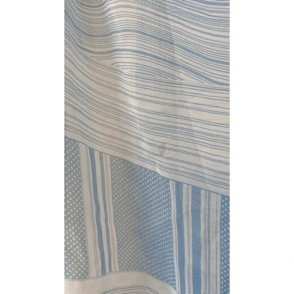 Blue White Patchwork Print Scarf Lightweight Striped Polka Dot Wrap
